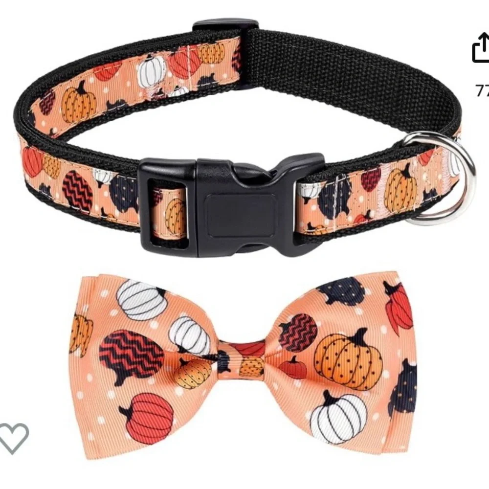 NEW Pumpkin Dog Collar, one size (adjustable)